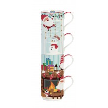 Комплект 4 чаши за кафе и чай 275мл Santa By The Fire